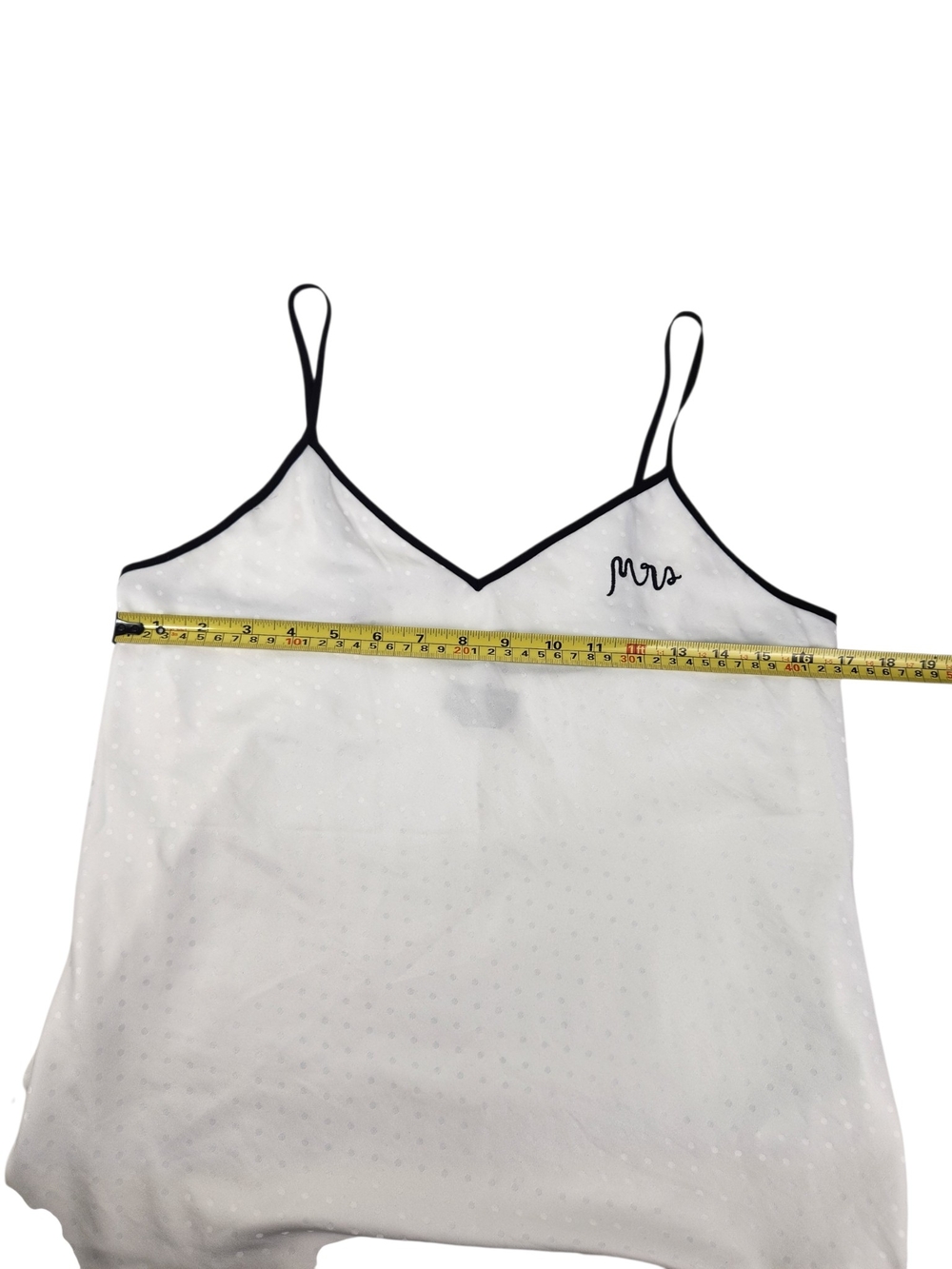 Kate Spade New York "Mrs" Satin PJ Cami Top Sm White Swiss Dot Bridal Sleepwear - Picture 13 of 14